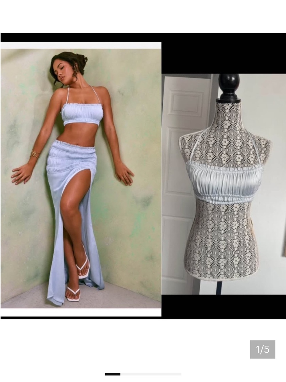 NWT Oh Polly Satin Ruched Stretchy Crop Bandeau Top. Small